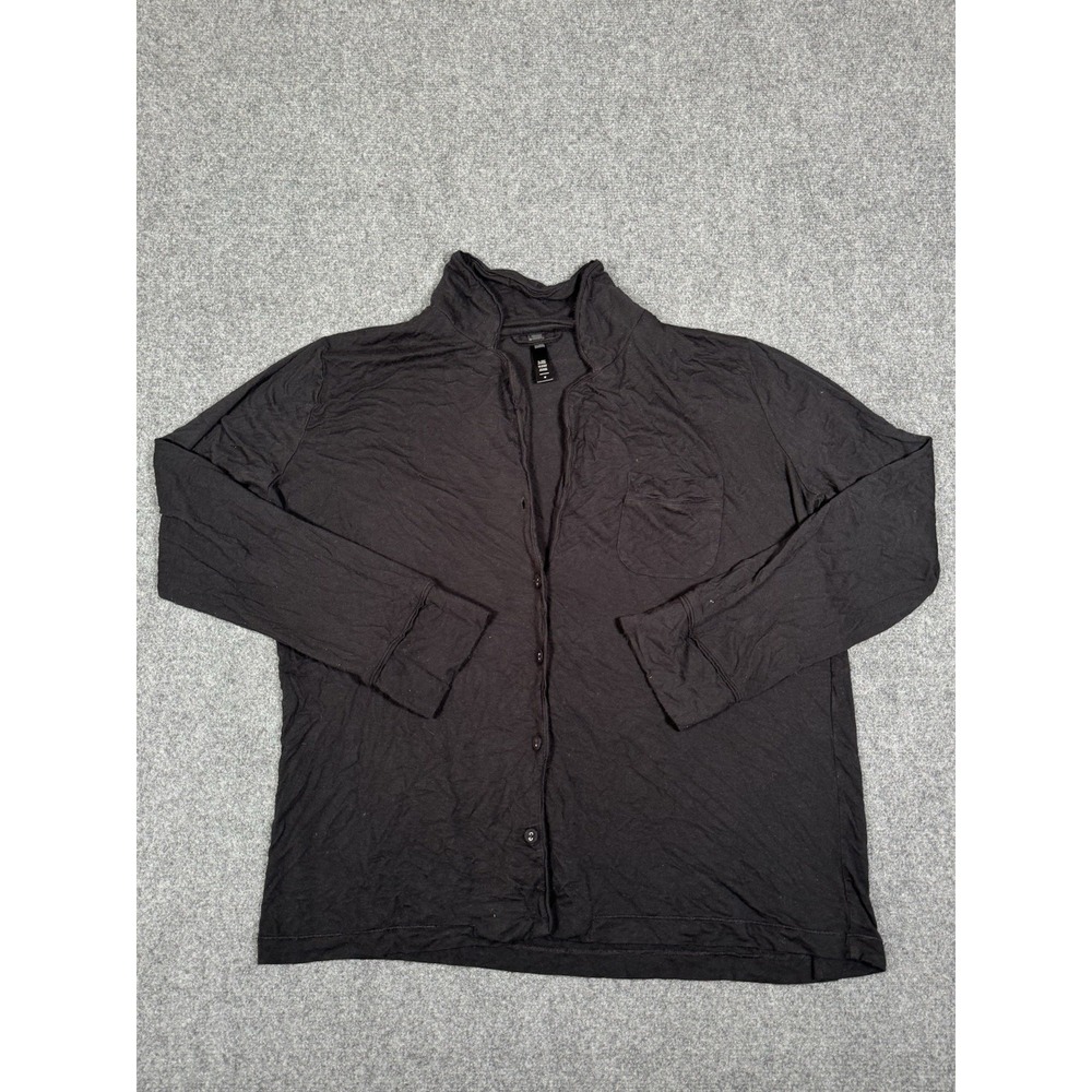 Skims Womens Black Long‎ Sleeve Collared Button Front Pajama Top Size Medium